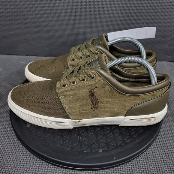 Polo Ralph Lauren Faxon Shoes Mens Sz 7 Green White Sneakers - Picture 3 of 8